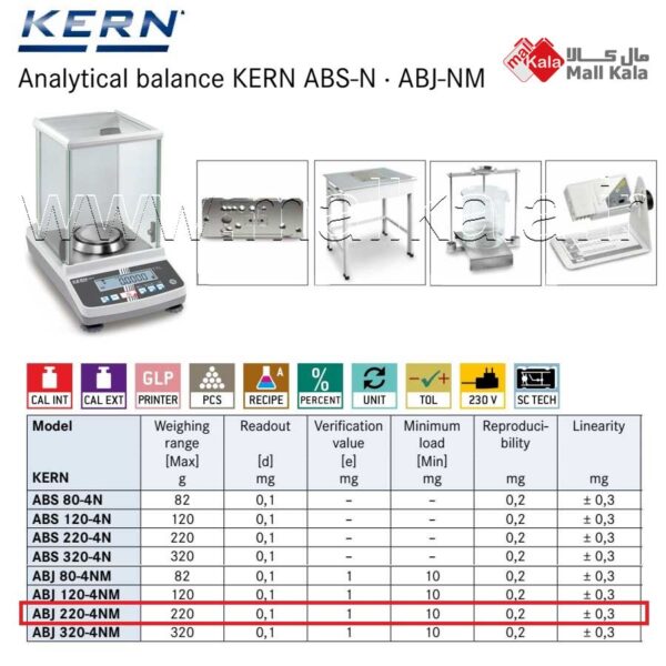 ترازوی آزمایشگاهی کرن KERN ABS220-4NM